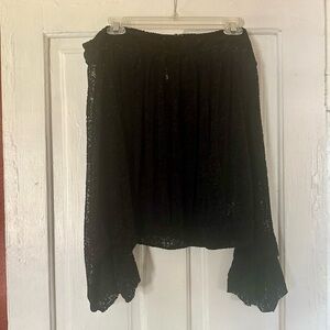 Elegant Off the Shoulders Black Lace Blouse